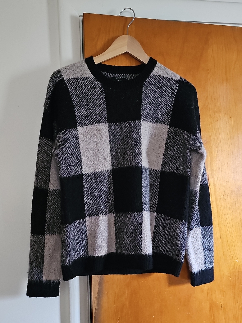 Lucky Brand Check Pattern Acrylic & Wool Sweater